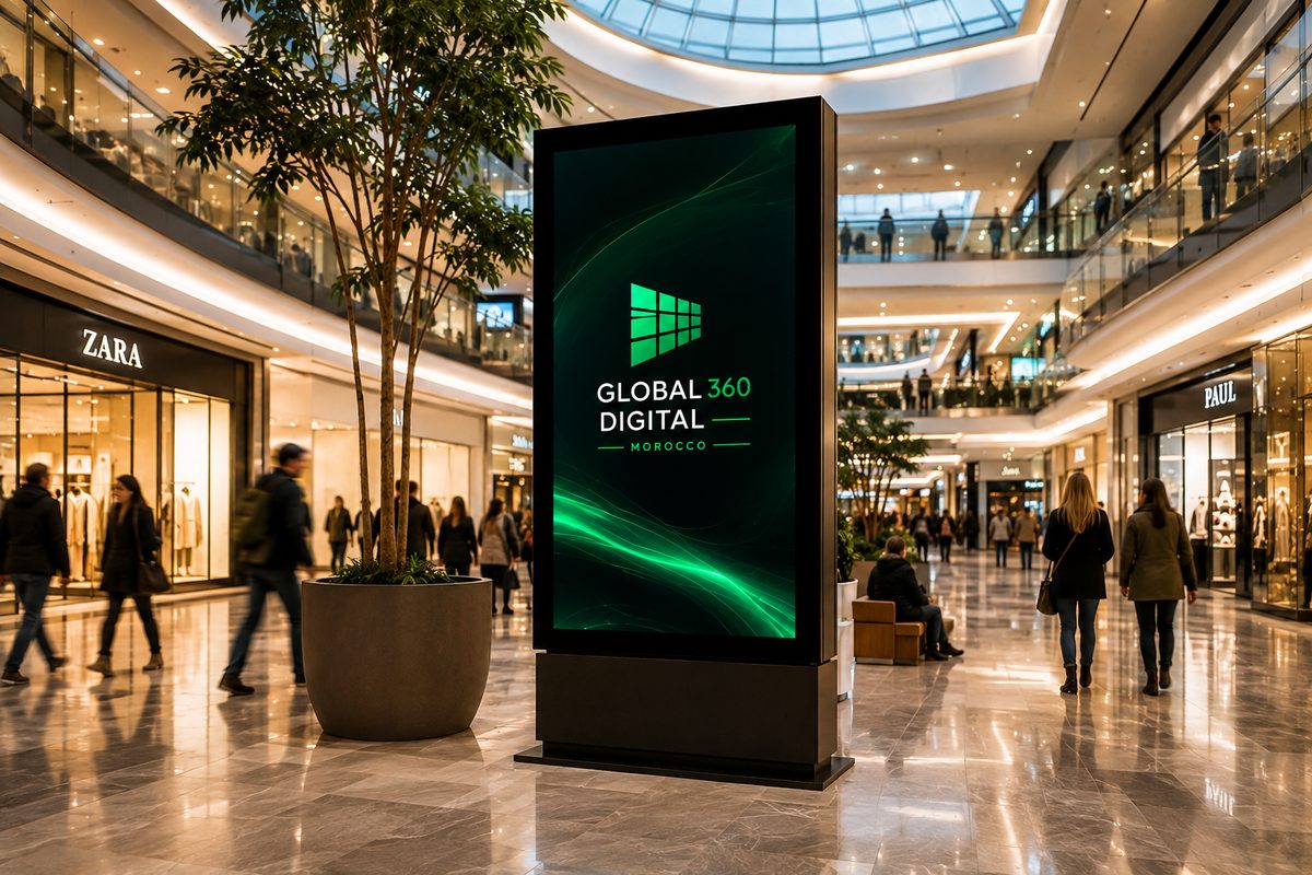 Panneau digital GLOBAL 360 dans un centre commercial